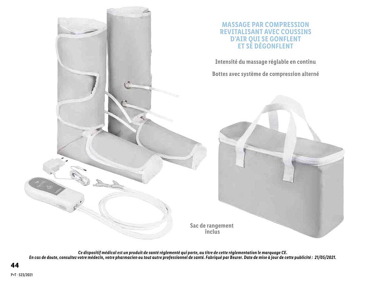 massage par compression revitalisant avec coussins d'air qui se gonflent et se dégonflent