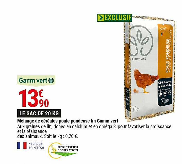 mélange de céréales poule pondeuse lin gamm vert