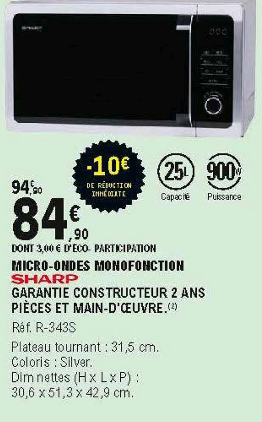 micro-ondes monofonction sharp