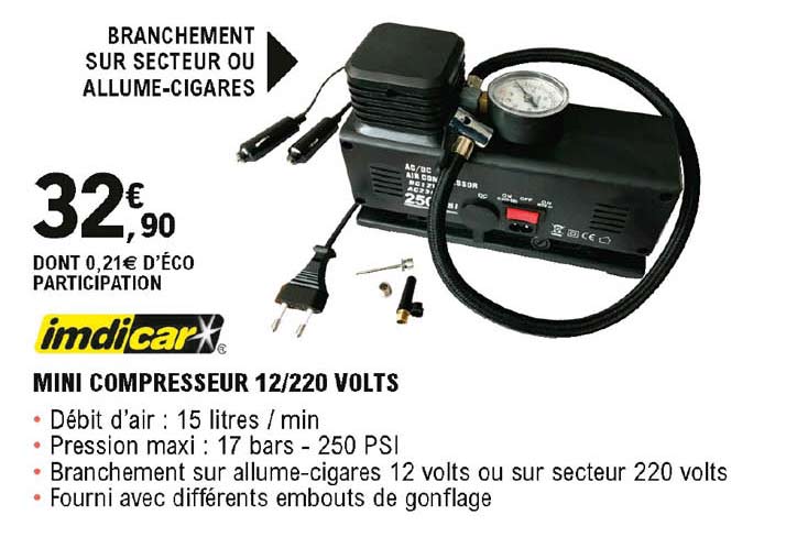 mini compresseur 12-220 volts imdicar