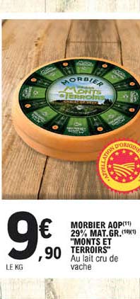 morbier aop 29 mat. gr. "monts et terroirs"