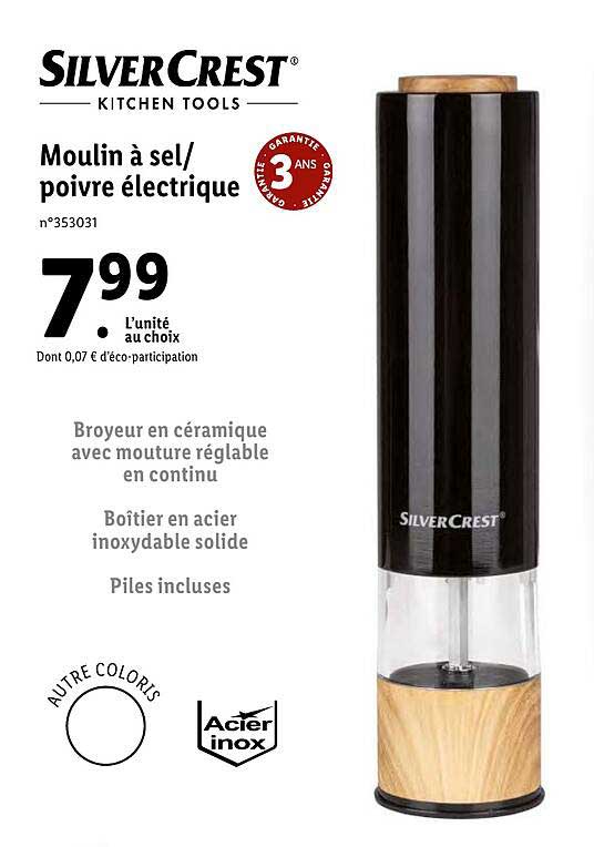 moulin à sel - poivre électrique silver crest