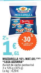 mozzarella 16% mat. gr. "caza azzurra"