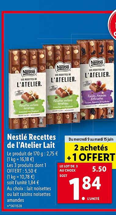 nestlé recettes de l'atelier lait