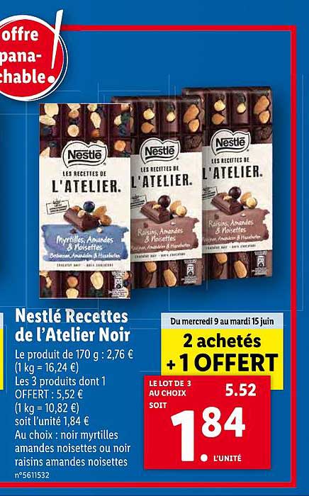 nestlé recettes de l'atelier noir