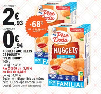 nuggets aux filets de poulet "père dodu"