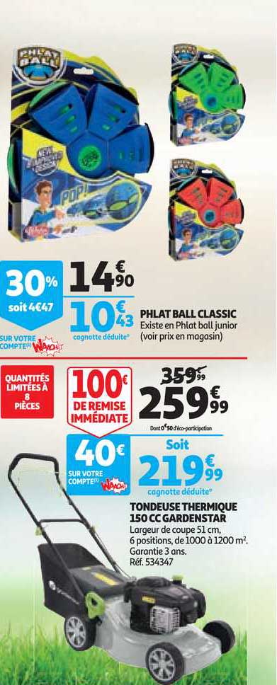 phlat ball classic, tondeuse thermique 150cc gardenstar