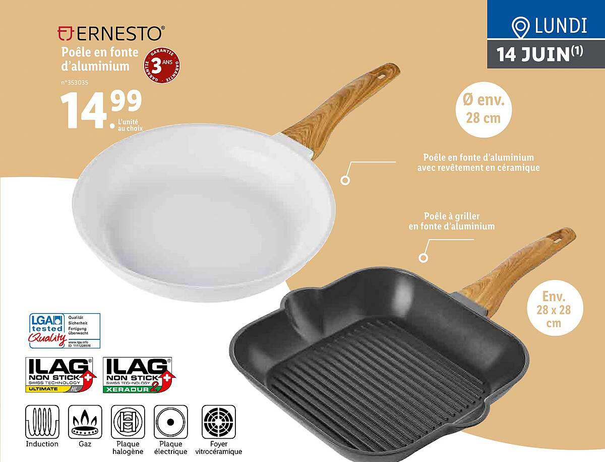 poêle en fonte d'aluminium ernesto