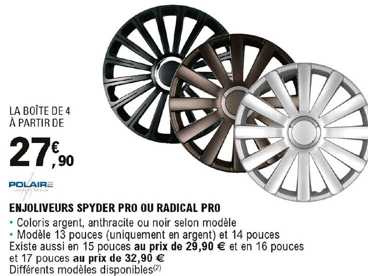 polaire enjoliveurs spyder pro ou radical pro