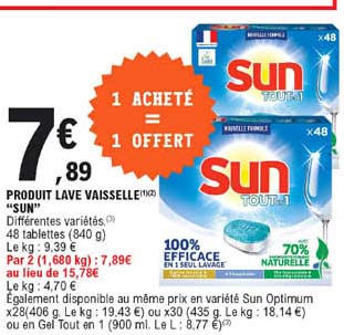 Produit Lave Vaisselle "sun"