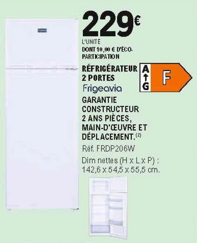 réfrigérateur 2 portes frigeavia