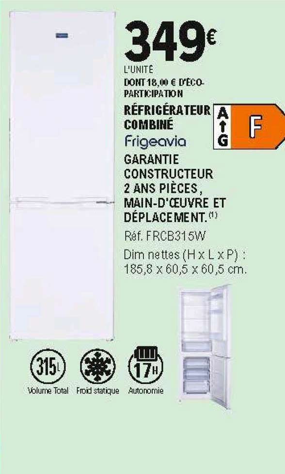 réfrigérateur combiné frigeavia