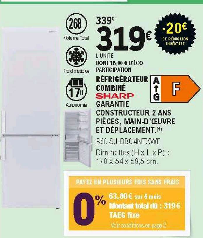 Réfrigérateur Combiné Sharp