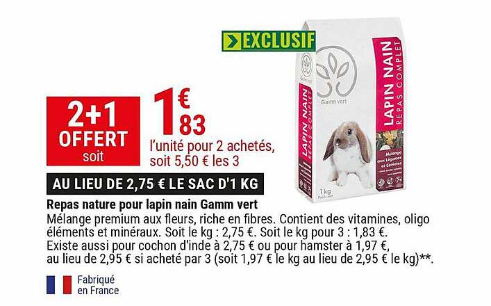 repas nature pour lapin nain gamm vert