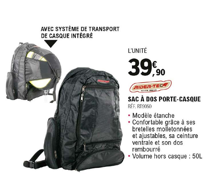 sac à dos porte-casque rider tec
