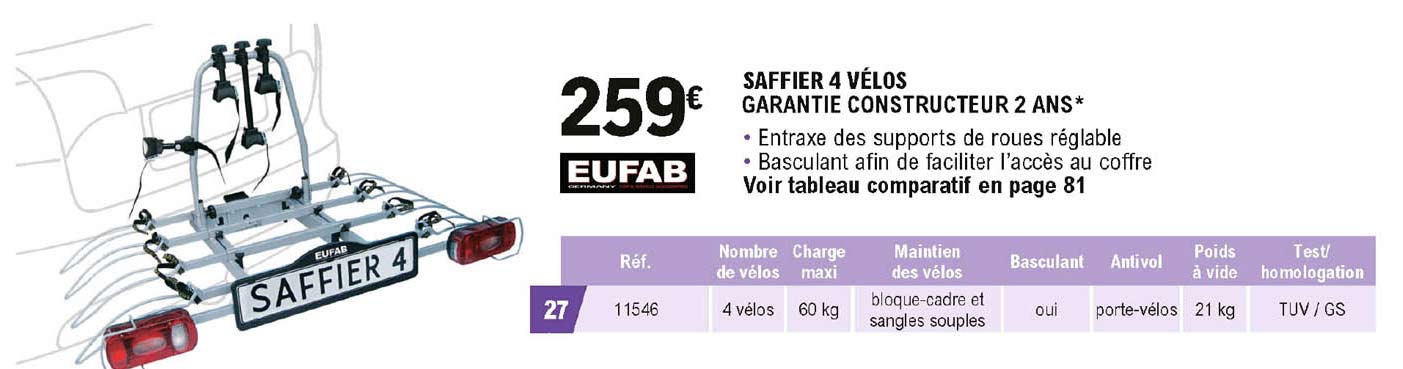 saffier 4 vélos eufab