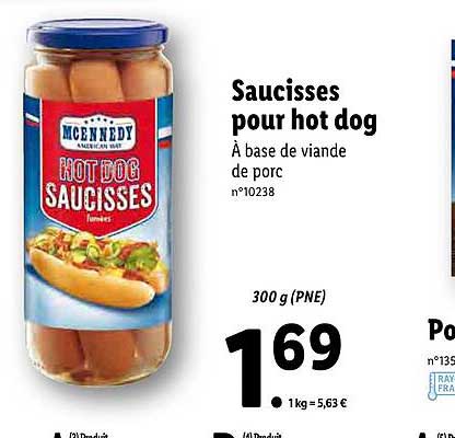 saucisses pour hot dog mcennedy