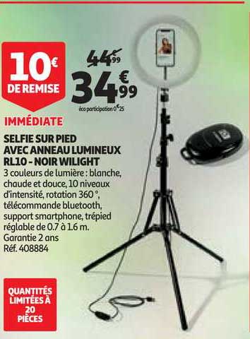 selfie sur pied avec anneau lumineux rl10 - noir wilight