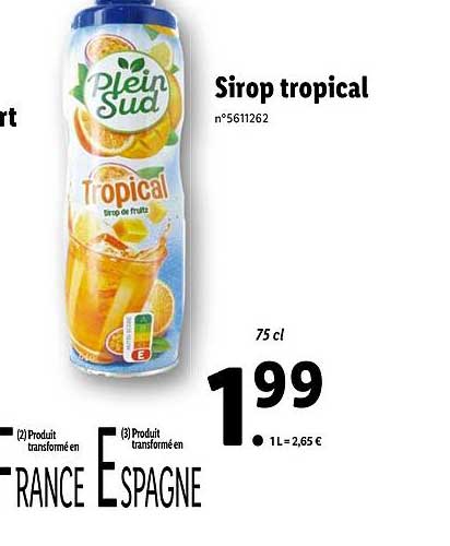 Sirop Tropical Plein Sud