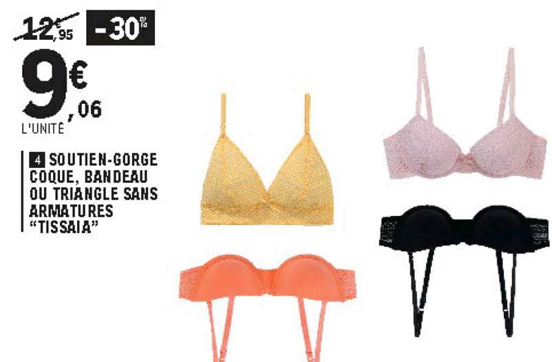 soutien-gorge coque, bandeau ou triangle sans armatures "tissaia"