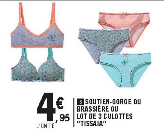 soutien-gorge ou brassière ou lot de 3 culottes "tissaia"