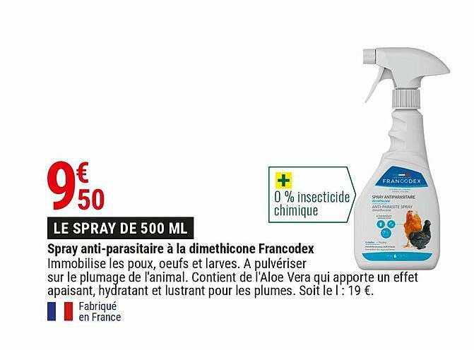 spray anti-parassitaire à la dimethicone francodex
