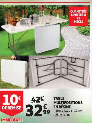 table multipositions en resine