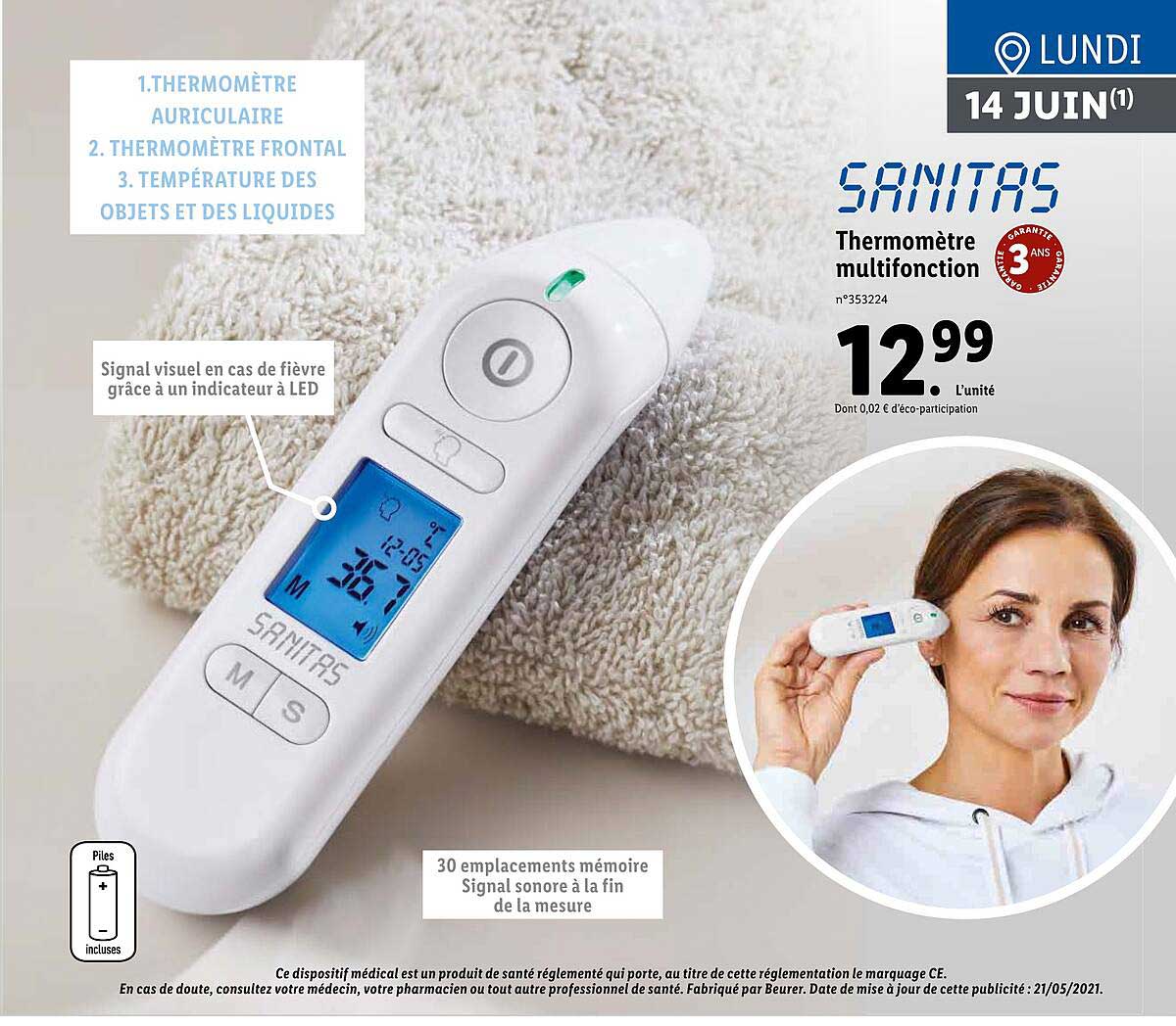 thermomètre multifonction sanitas