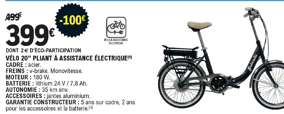 velo 20" pliant a assistance electrique