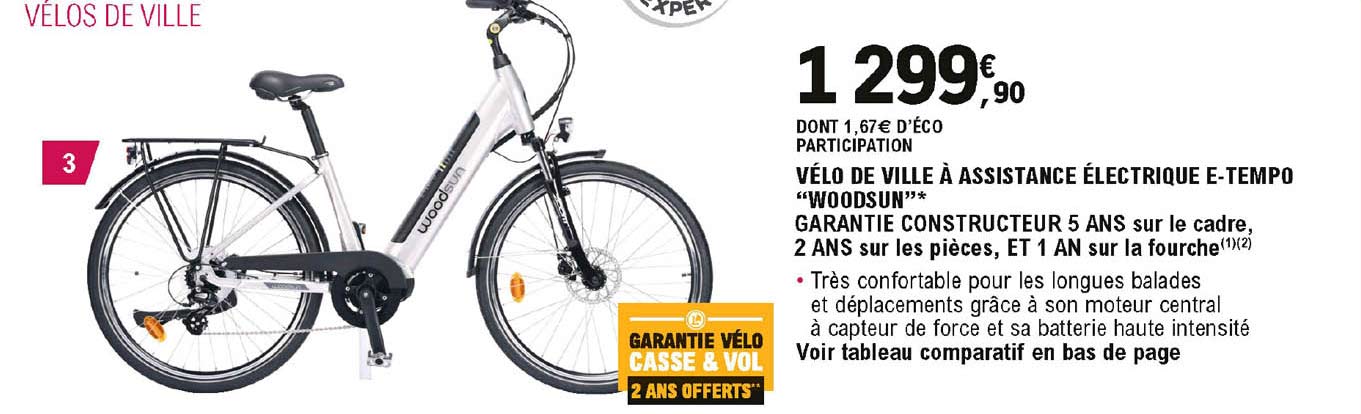 vélo de ville à assistance électrique e-tempo "woodsun"