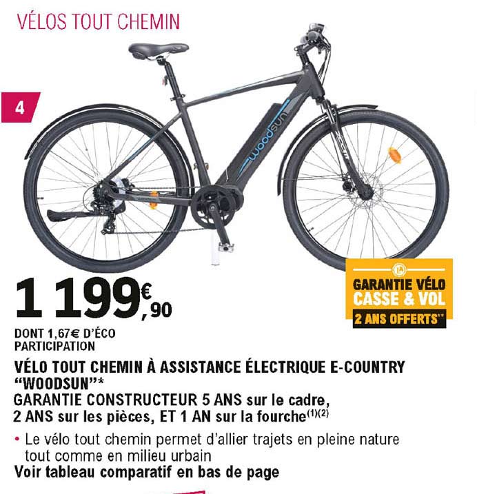 vélo tout chemin à assistance électrique e-country "woodsun"