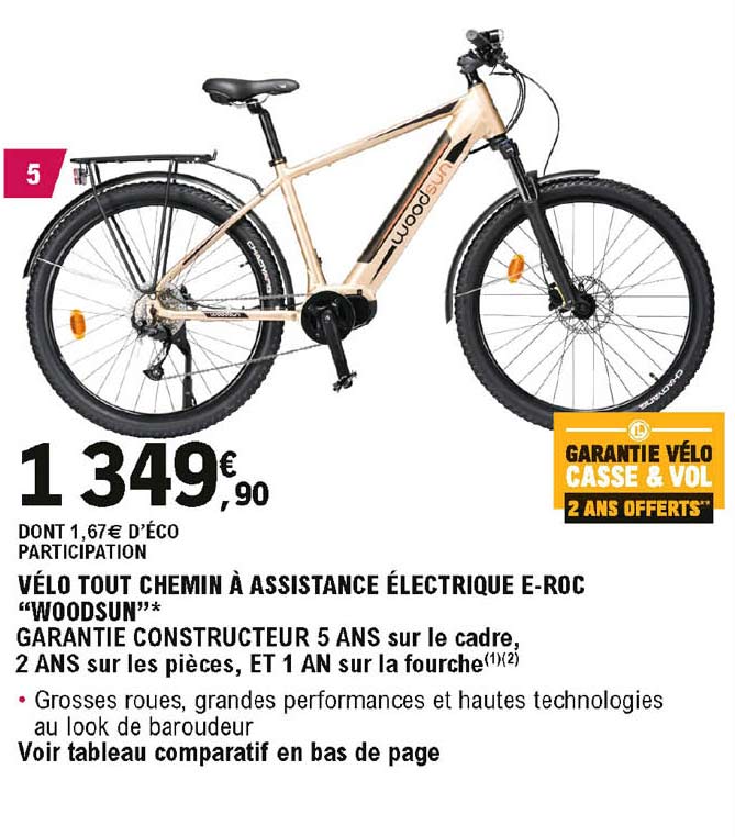 vélo tout chemin à assistance électrique e-roc "woodsun"