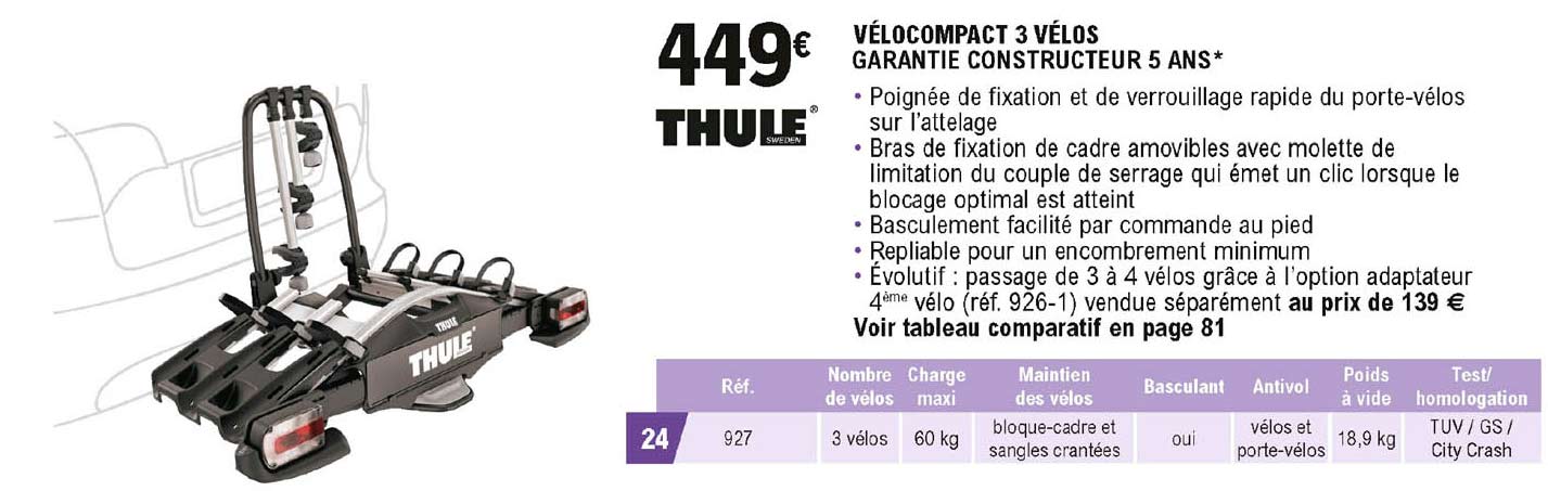vélocompact 3 vélos thule