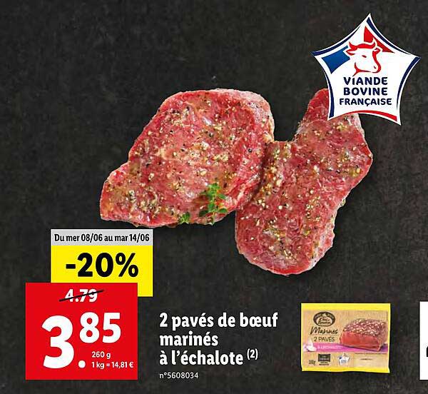 2 pavés de boeuf marinés à l'échalote