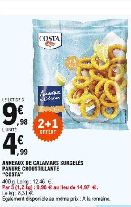 anneaux de calamars surgelés panure croustillante "costa"