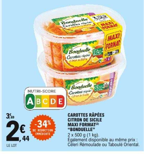 carottes râpées citron de sicile maxi format "bonduelle"