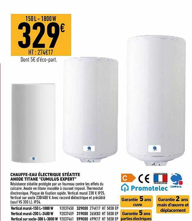 chauffe-eau électrique stéatite anode titane "cumulus expert"