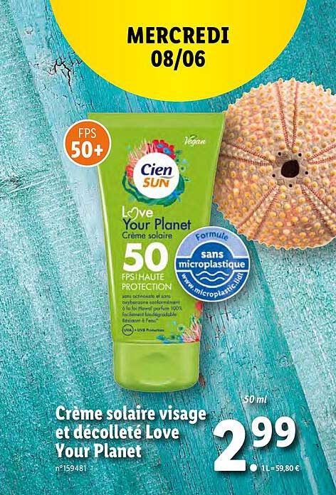 crème solaire visage et décolleté love your planet