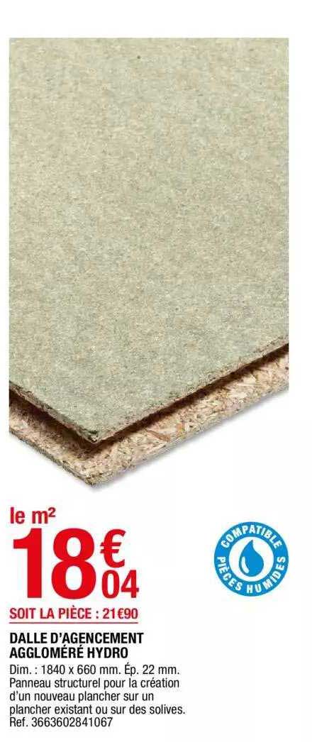 dalle d'agencement aggloméré hydro