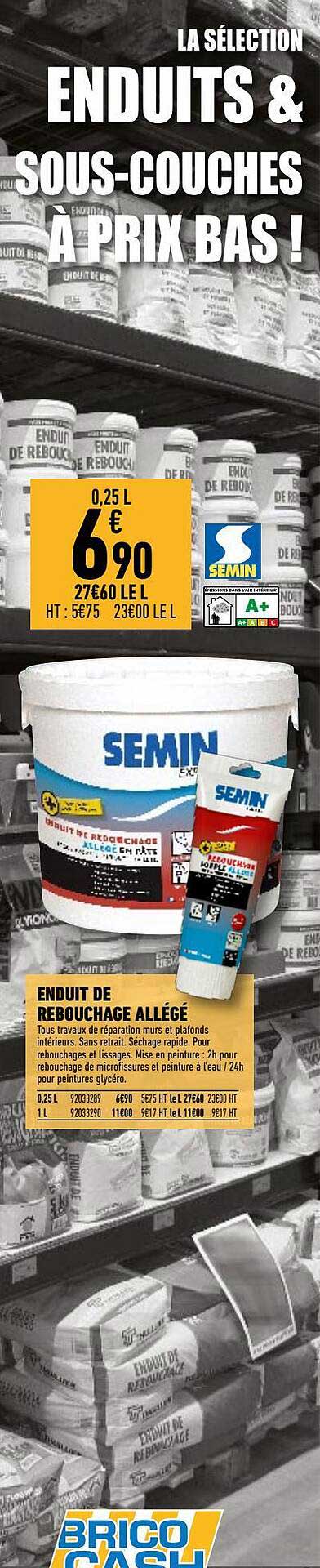 enduit de rebouchage allégé semin