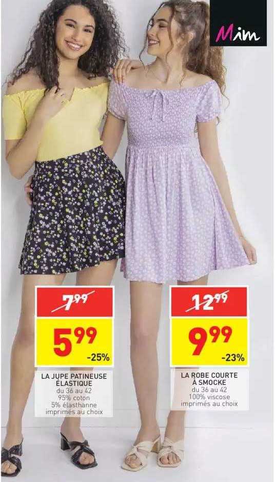 la jupe patineuse élastique mim, la robe courte à smocke mim