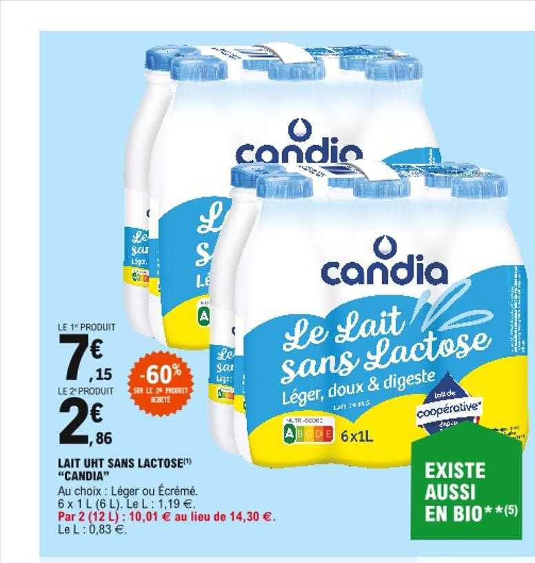 Lait Uht Sans Lactose "candia"