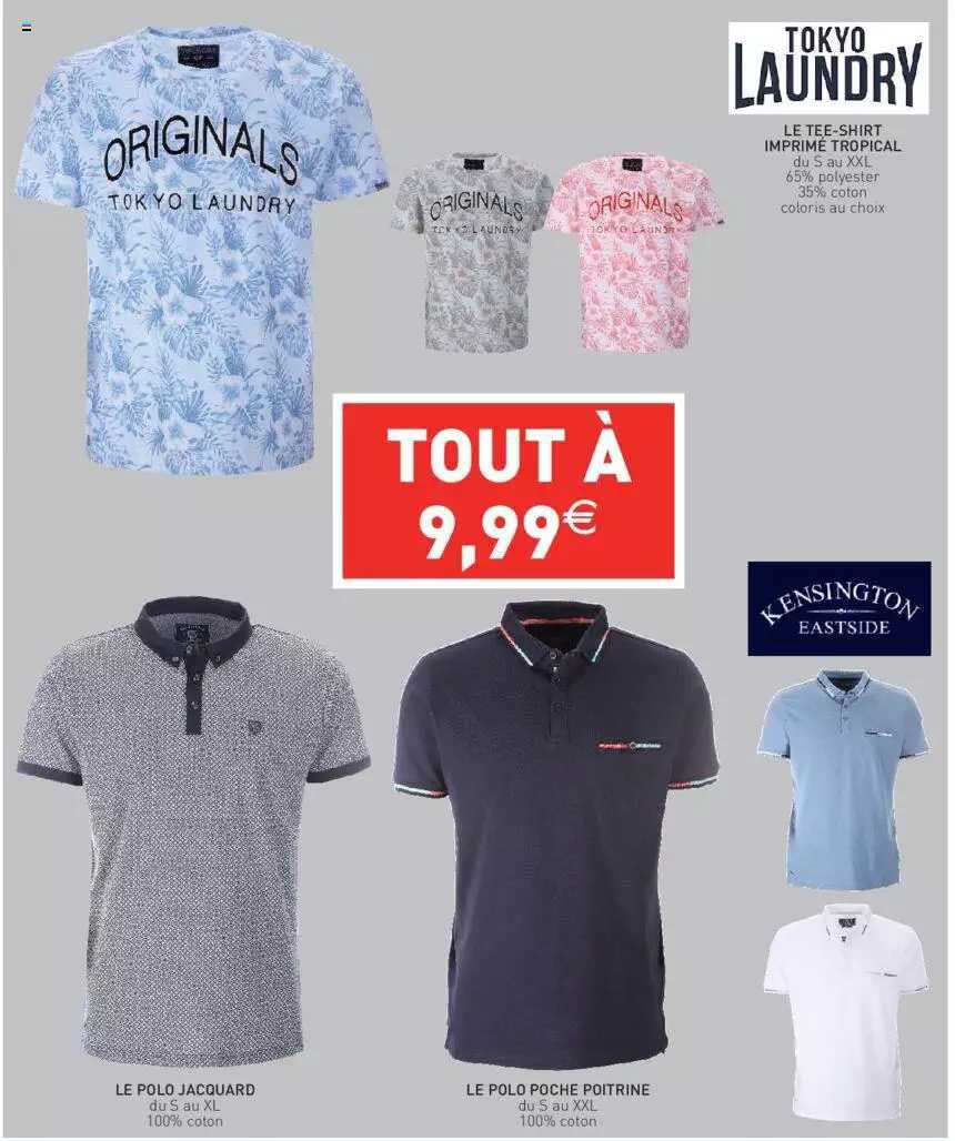le polo jacquard, le polo poche poitrine, le tee-shirt imprimé tropical tokyo laundry