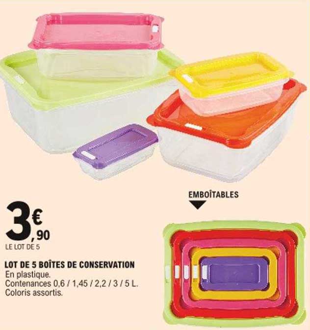 Lot De 5 Boîtes De Conservation