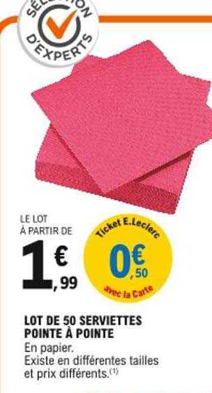 Lot De 50 Serviettes Pointe à Pointe