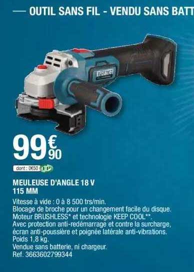 Meuleuse D'angle 18 V 115 Mm