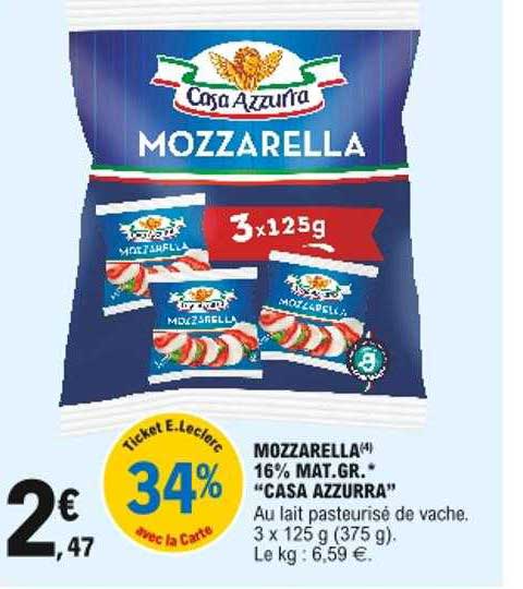 mozzarella 16% mat. gr. "casa azzurra"