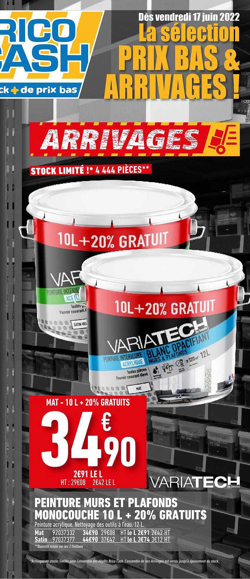 peinure murs et plafonds monocouche 10l + 20% gratuits variatech