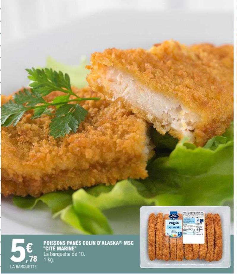 poissons panés colin d'alaska msc "cité mariné"