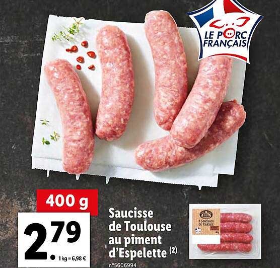 saucisse de toulouse au piment d'espelette